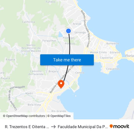 R. Trezentos E Oitenta E Seis to Faculdade Municipal Da Palhoça map