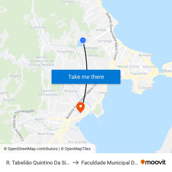 R. Tabelião Quintino Da Silva Furtado to Faculdade Municipal Da Palhoça map