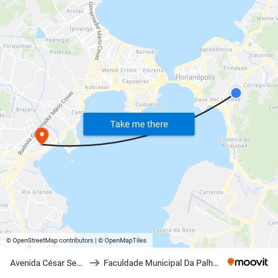 Avenida César Seara to Faculdade Municipal Da Palhoça map