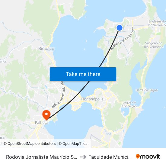 Rodovia Jornalista Maurício Sirotski Sobrinho, 5033 to Faculdade Municipal Da Palhoça map