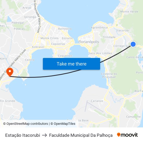 Estação Itacorubi to Faculdade Municipal Da Palhoça map