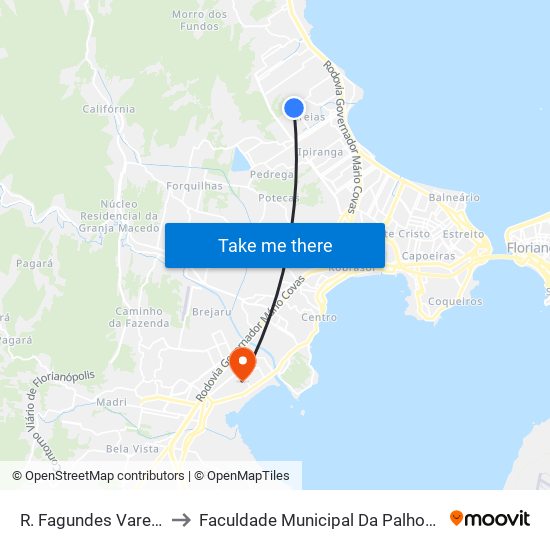 R. Fagundes Varela to Faculdade Municipal Da Palhoça map