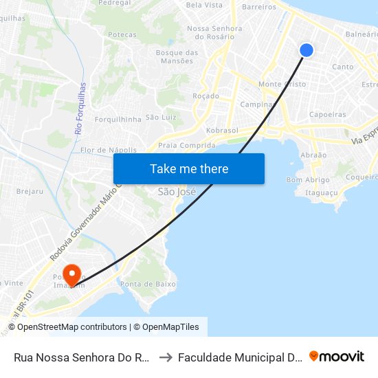 Rua Nossa Senhora Do Rosário, 673 to Faculdade Municipal Da Palhoça map