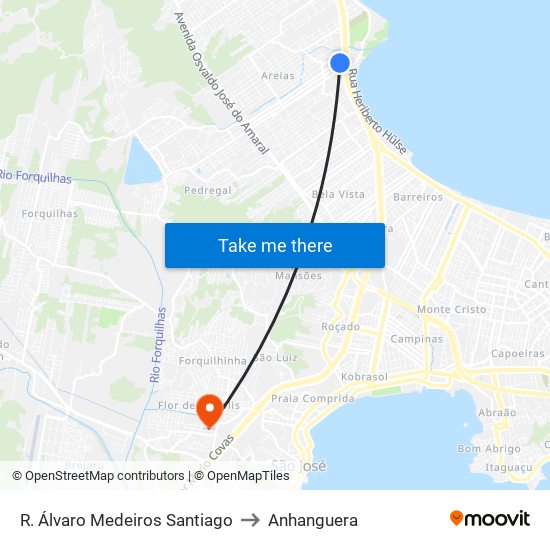 R. Álvaro Medeiros Santiago to Anhanguera map