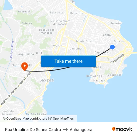 Rua Ursulina De Senna Castro to Anhanguera map