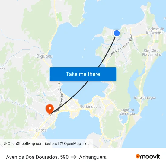 Avenida Dos Dourados, 590 to Anhanguera map