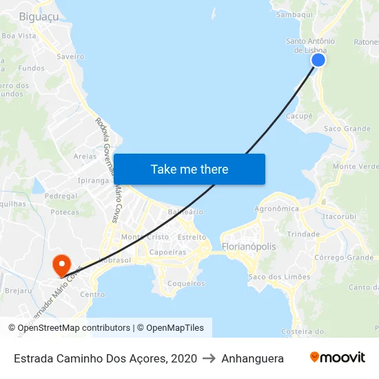 Estrada Caminho Dos Açores, 2020 to Anhanguera map