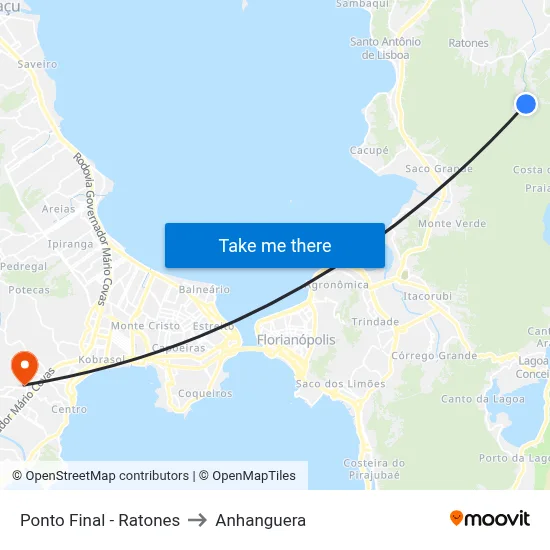 Ponto Final - Ratones to Anhanguera map
