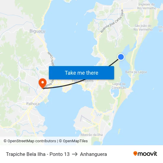 Trapiche Bela Ilha - Ponto 13 to Anhanguera map