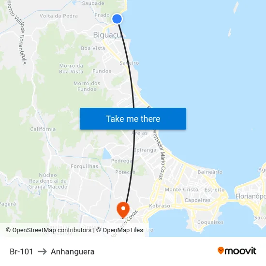 Br-101 to Anhanguera map