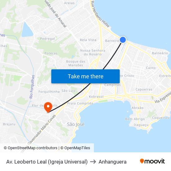 Av. Leoberto Leal (Igreja Universal) to Anhanguera map