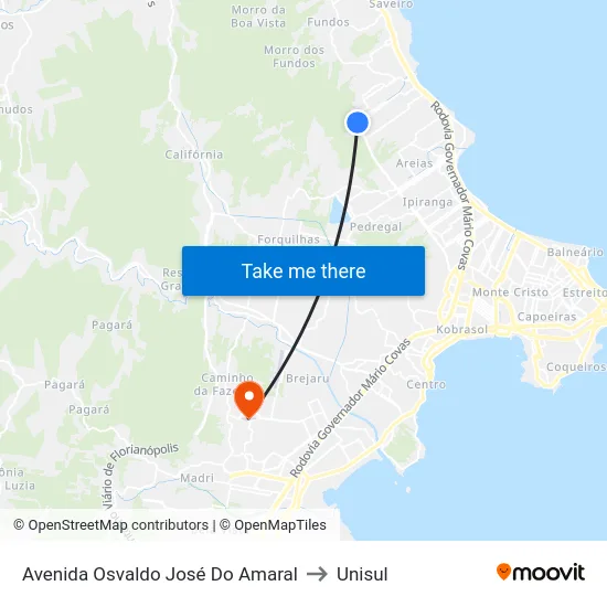 Avenida Osvaldo José Do Amaral to Unisul map
