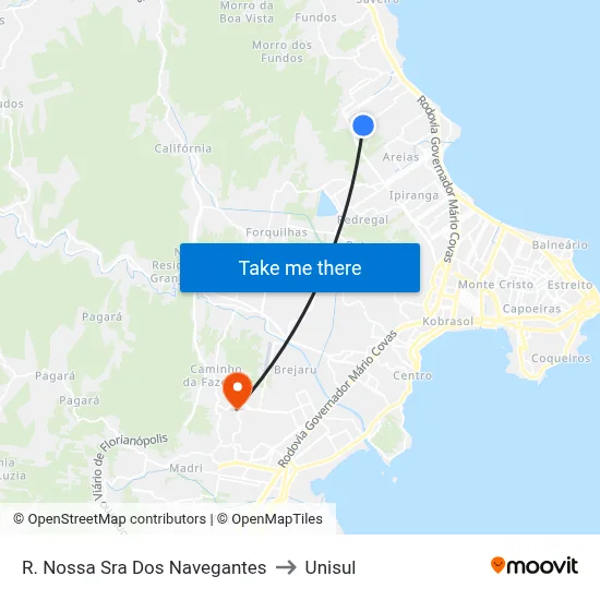 R. Nossa Sra Dos Navegantes to Unisul map
