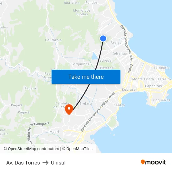 Avenida Osvaldo José Do Amaral to Unisul map