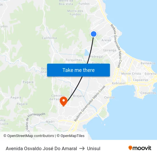 Avenida Osvaldo José Do Amaral to Unisul map