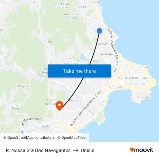 R. Nossa Sra Dos Navegantes to Unisul map