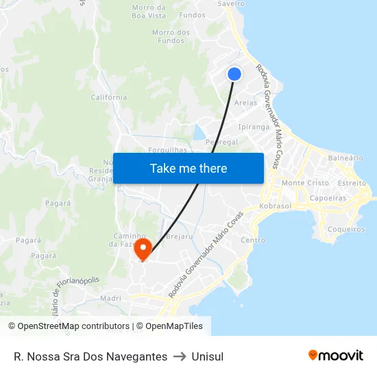 R. Nossa Sra Dos Navegantes to Unisul map