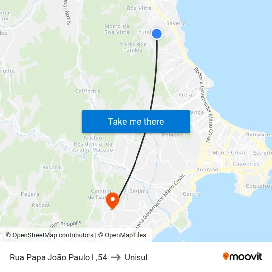 Rua Papa João Paulo I ,54 to Unisul map