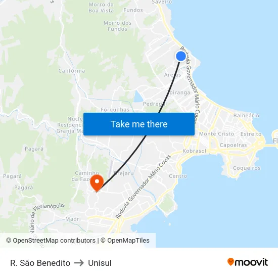 R. São Benedito to Unisul map
