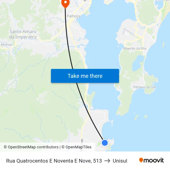 Rua Quatrocentos E Noventa E Nove, 513 to Unisul map