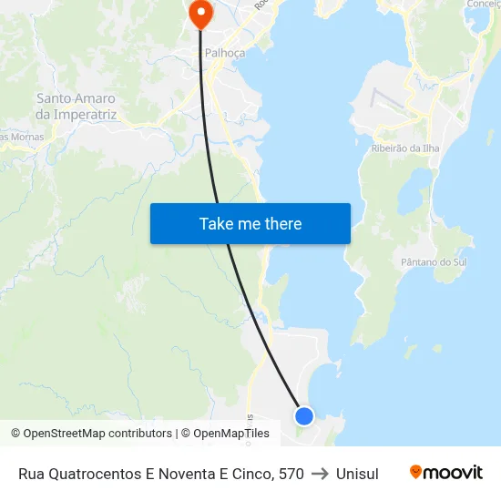 Rua Quatrocentos E Noventa E Cinco, 570 to Unisul map