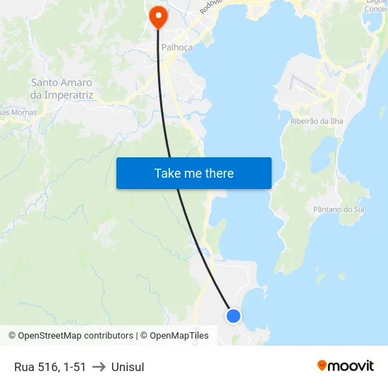 Rua 516, 1-51 to Unisul map