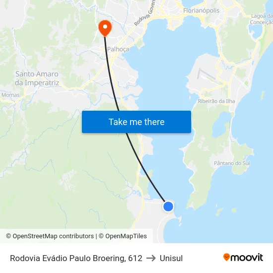 Rodovia Evádio Paulo Broering, 612 to Unisul map