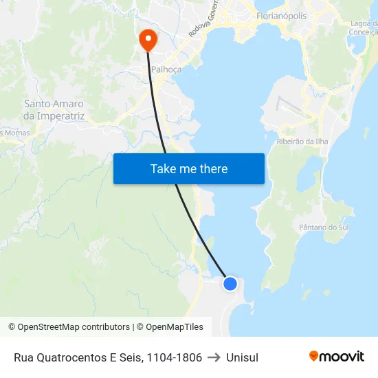 Rua Quatrocentos E Seis, 1104-1806 to Unisul map