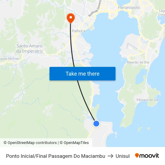 Ponto Inicial/Final Passagem Do Maciambu to Unisul map