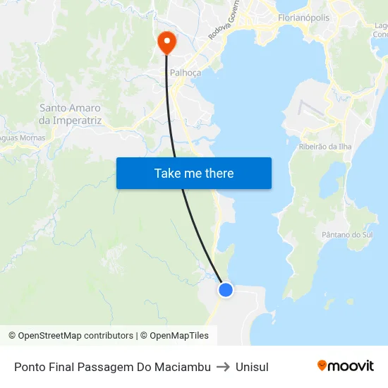 Ponto Final Passagem Do Maciambu to Unisul map