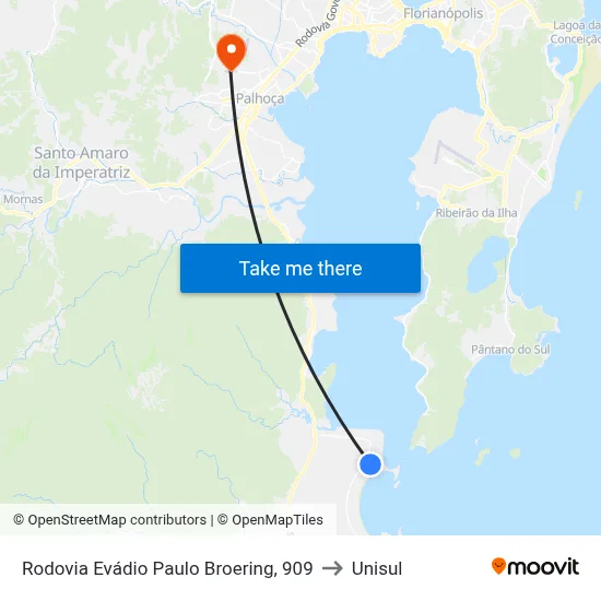 Rodovia Evádio Paulo Broering, 909 to Unisul map