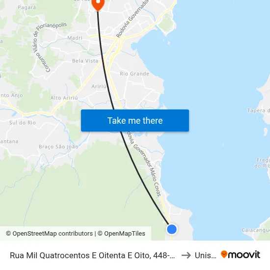 Rua Mil Quatrocentos E Oitenta E Oito, 448-542 to Unisul map