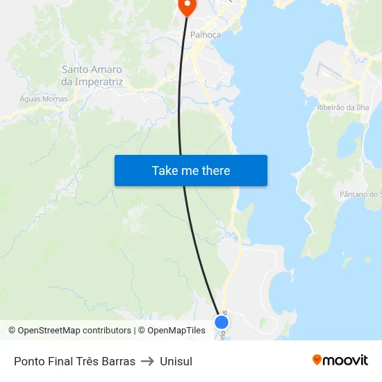 Ponto Final Três Barras to Unisul map
