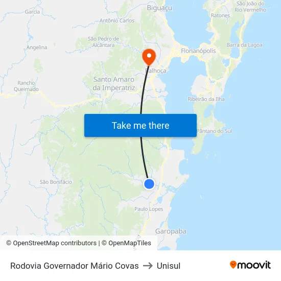 Rodovia Governador Mário Covas to Unisul map