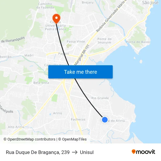 Rua Duque De Bragança, 239 to Unisul map