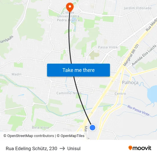 Rua Edeling Schütz, 230 to Unisul map