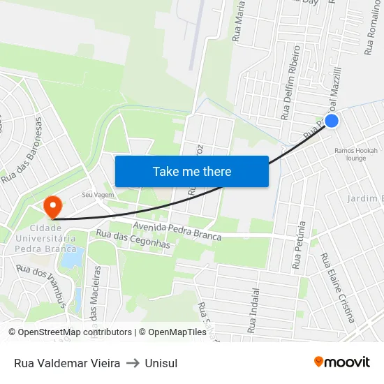 Rua Valdemar Vieira to Unisul map