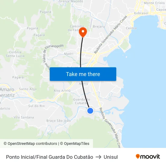 Ponto Inicial/Final Guarda Do Cubatão to Unisul map