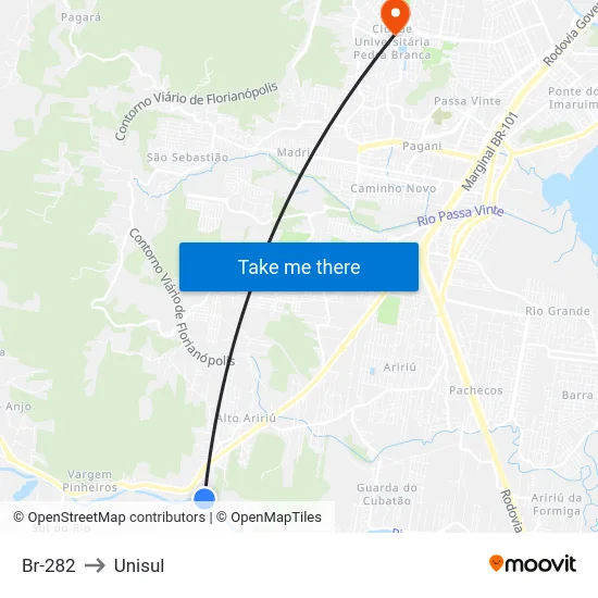 Br-282 to Unisul map
