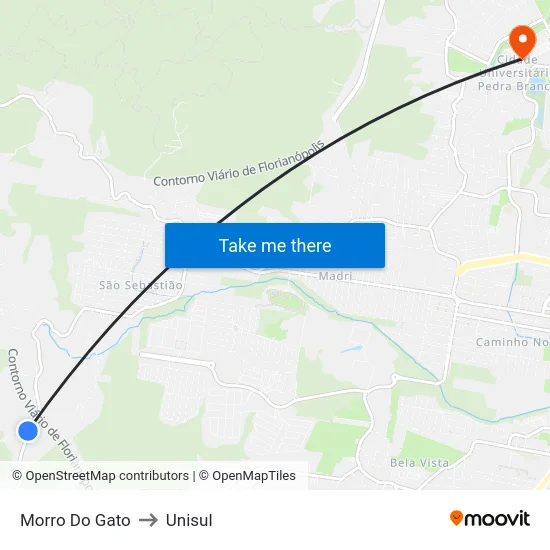 Morro Do Gato to Unisul map