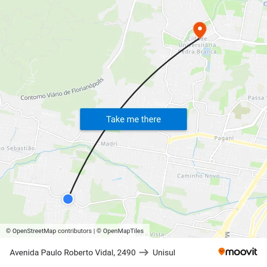 Avenida Paulo Roberto Vidal, 2490 to Unisul map