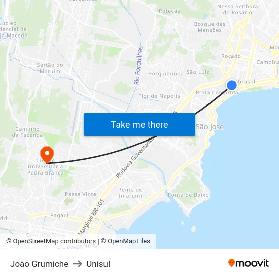 João Grumiche to Unisul map