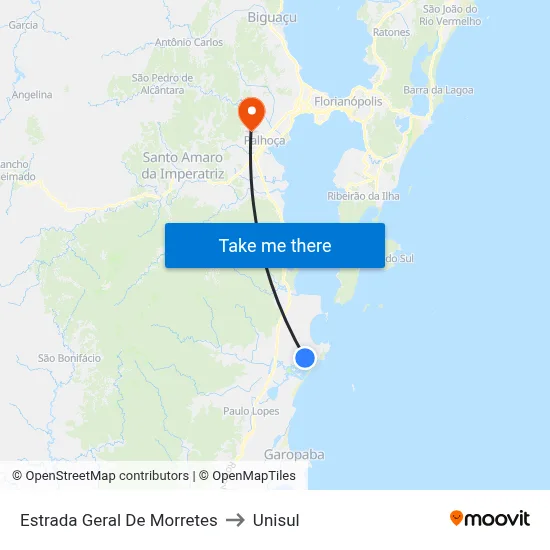 Estrada Geral De Morretes to Unisul map