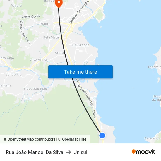 Rua João Manoel Da Silva to Unisul map