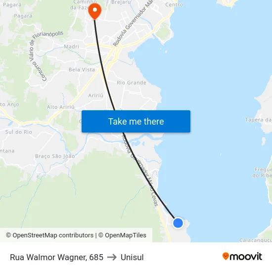 Rua Walmor Wagner, 685 to Unisul map