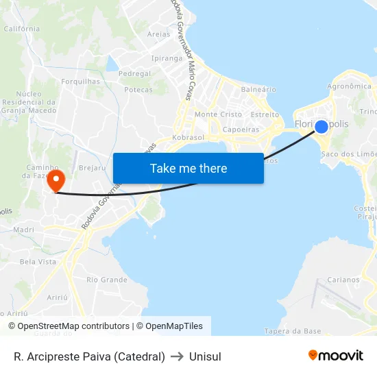 R. Arcipreste Paiva (Catedral) to Unisul map