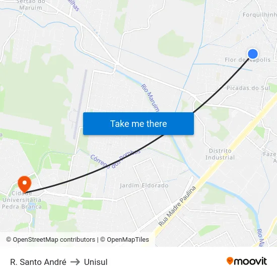 R. Santo André to Unisul map