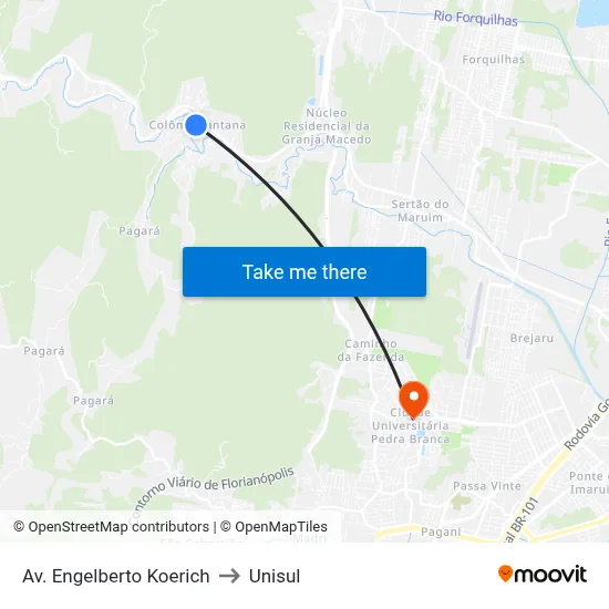 Av. Engelberto Koerich to Unisul map