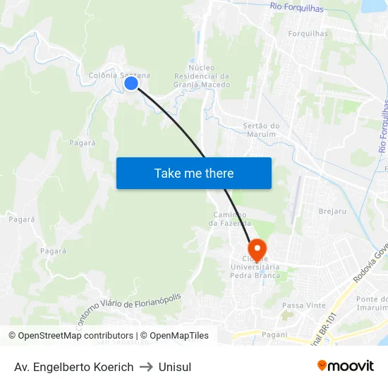 Av. Engelberto Koerich to Unisul map