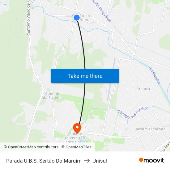 Parada U.B.S. Sertão Do Maruim to Unisul map